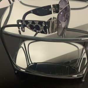 Black Coach Sunglasses with Rhinestone Detail